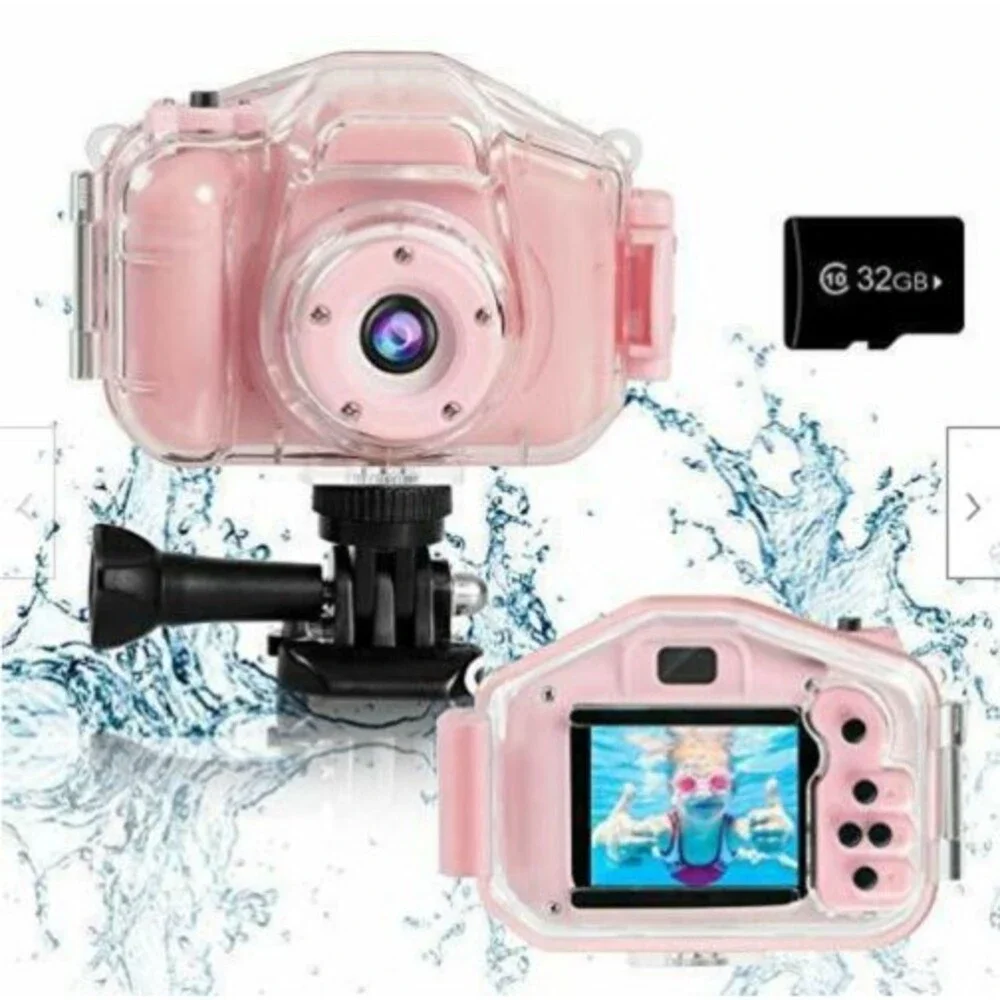 Agoigo Kids Waterproof Camera Pink 2 inch Screen Comes With Extra Set Blue NIB